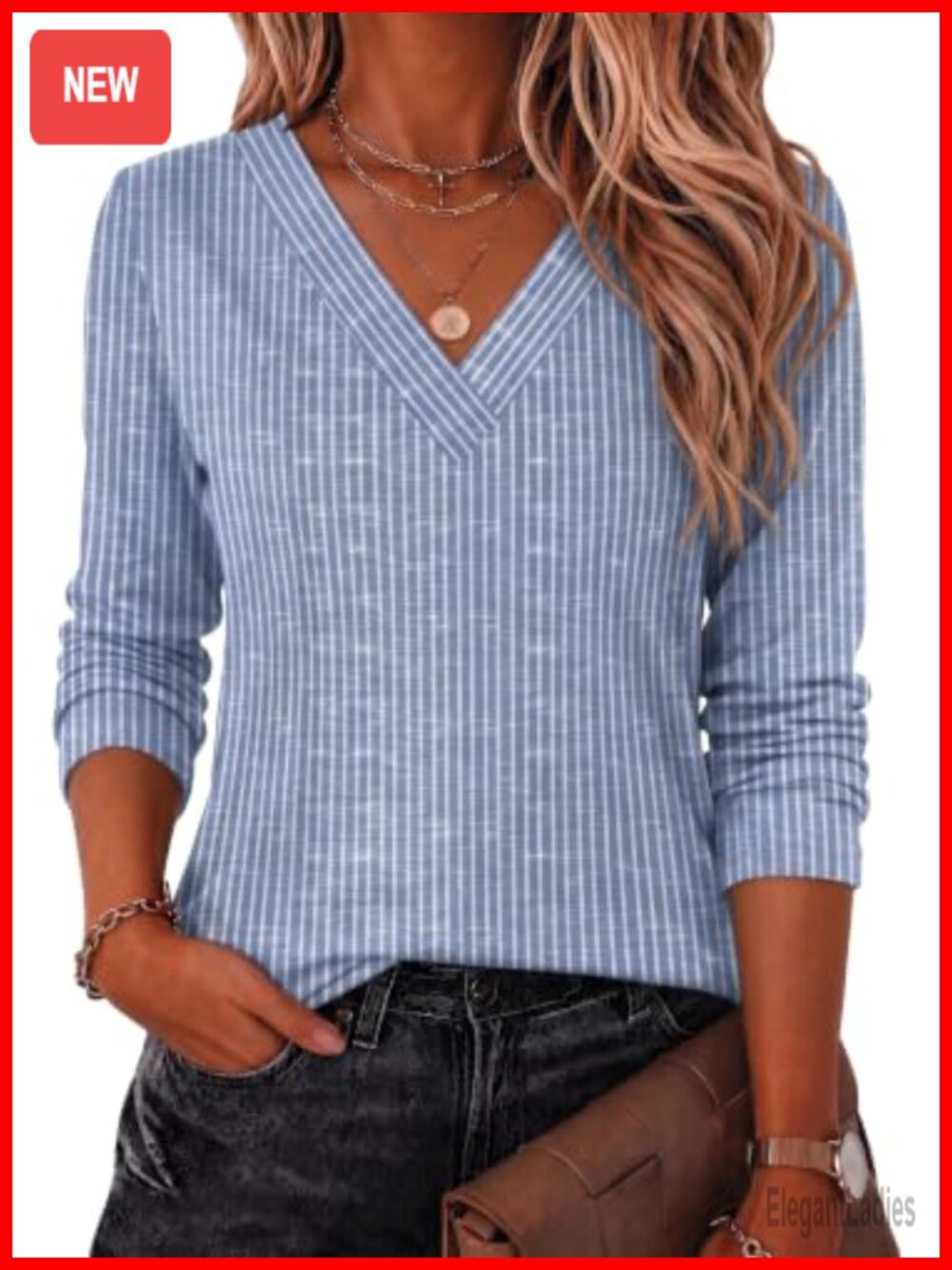 Women's Long Sleeve V-Neck Collared Button Pullover T-Shirt Top for Work